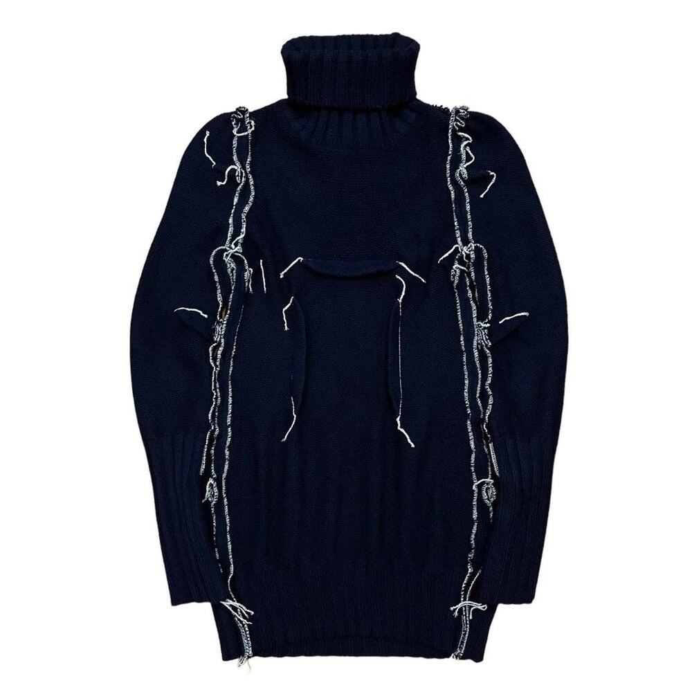 NWT!! Maison Martin Margiela H&M Navy Merino Wool Darted Sweater Dress Size Sz S - Picture 2 of 12
